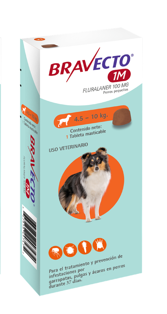 Bravecto Mensual 100MG - 4,5 a 10KG