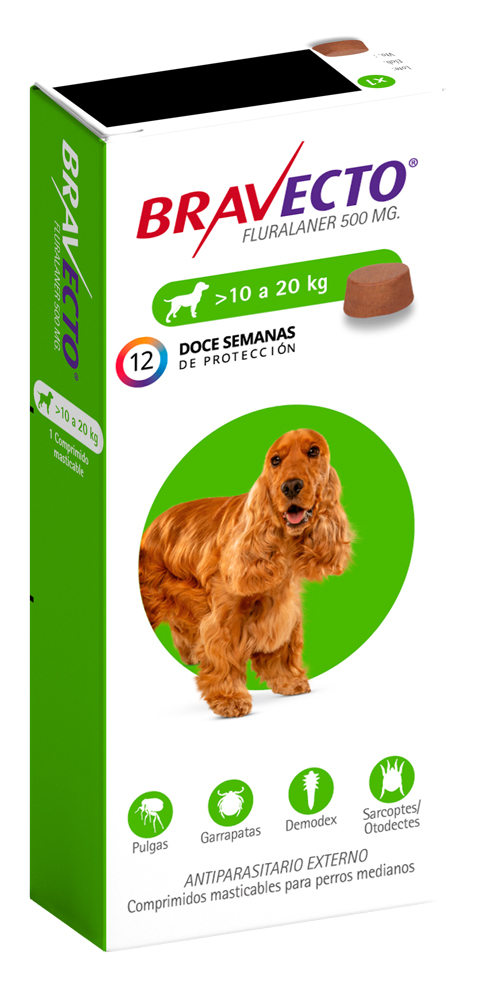 Bravecto Trimestral 500MG - 10 a 20KG